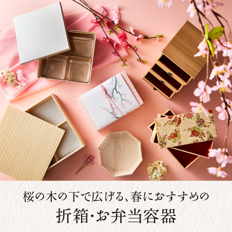 桜の木の下で広げる、春におすすめの折箱・お弁当容器