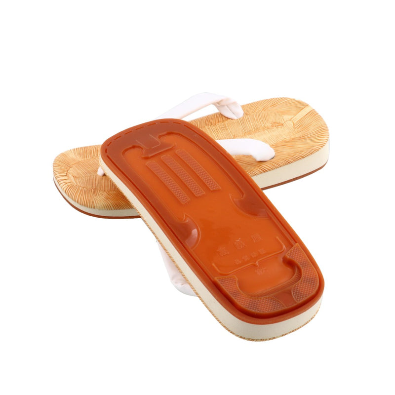 雪駄アメ底合皮 鼻緒白 男 M 23.5cm