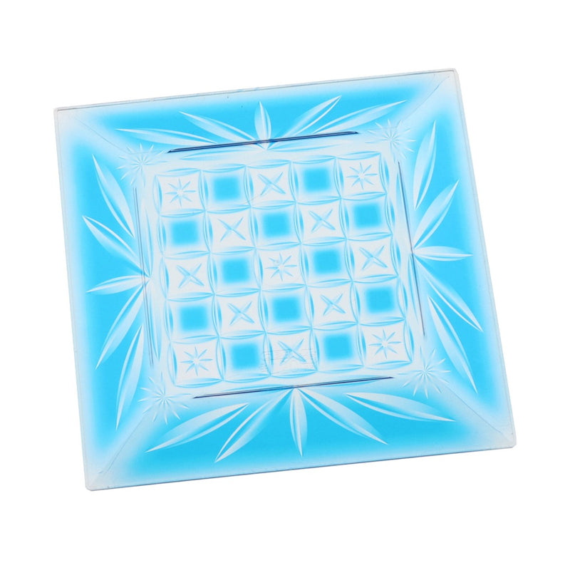 角皿ー20 錦切子・青 ★別途運賃かかります
