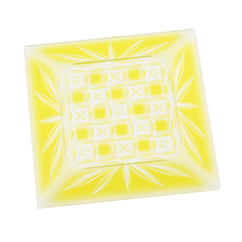 角皿ー20 錦切子・黄 ★別途運賃かかります