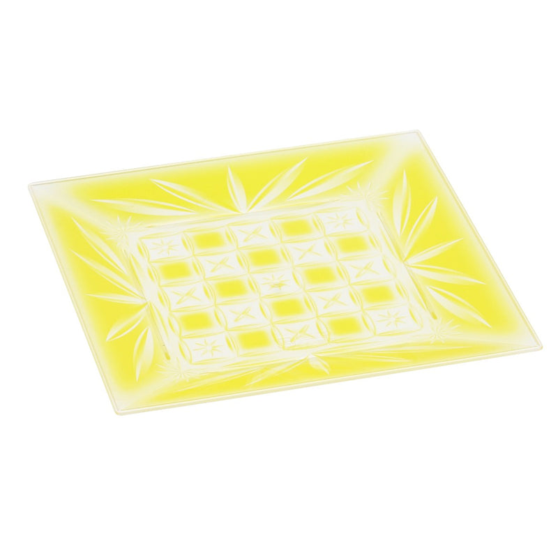 角皿ー20 錦切子・黄 ★別途運賃かかります