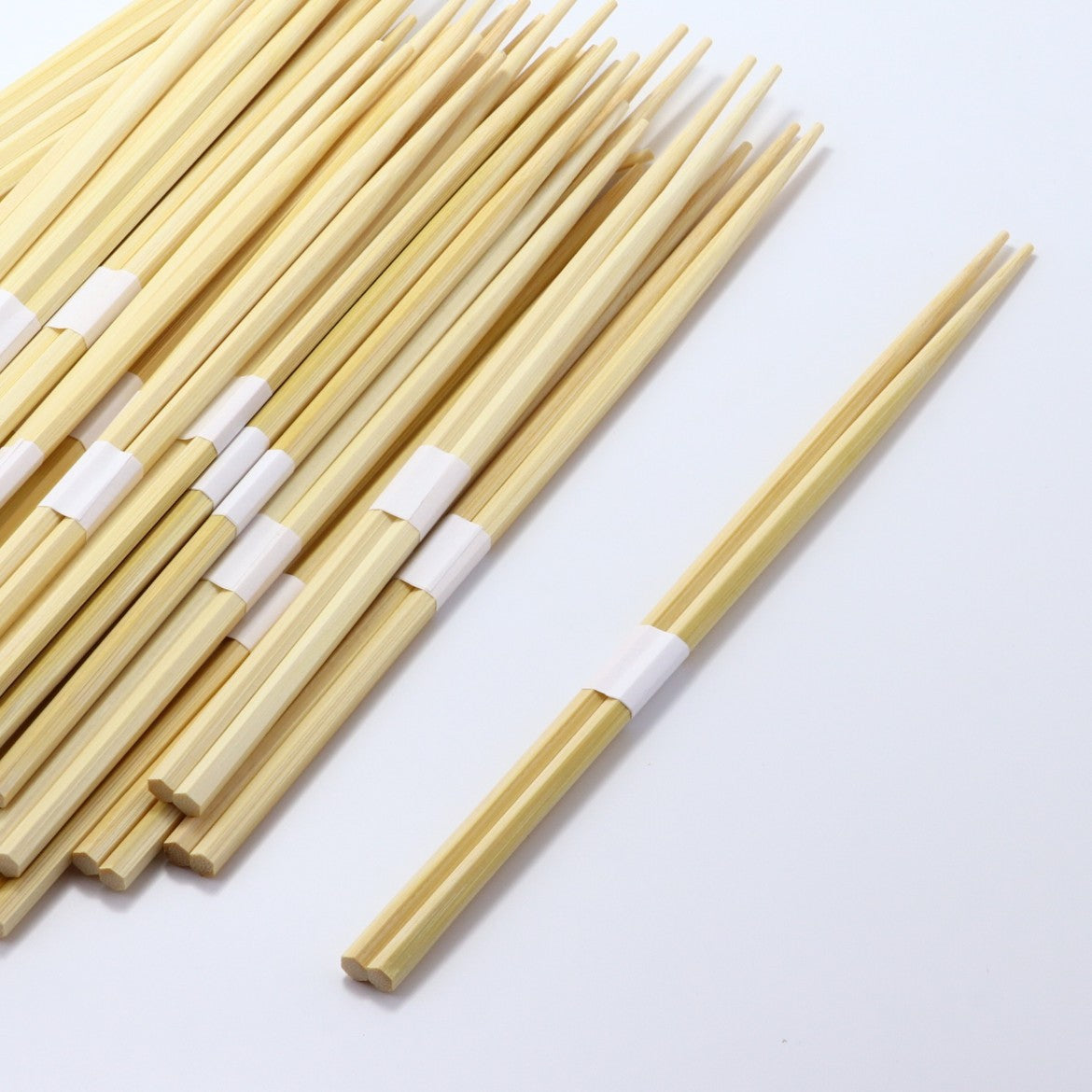 竹 六角箸 片口 24cm 白帯巻