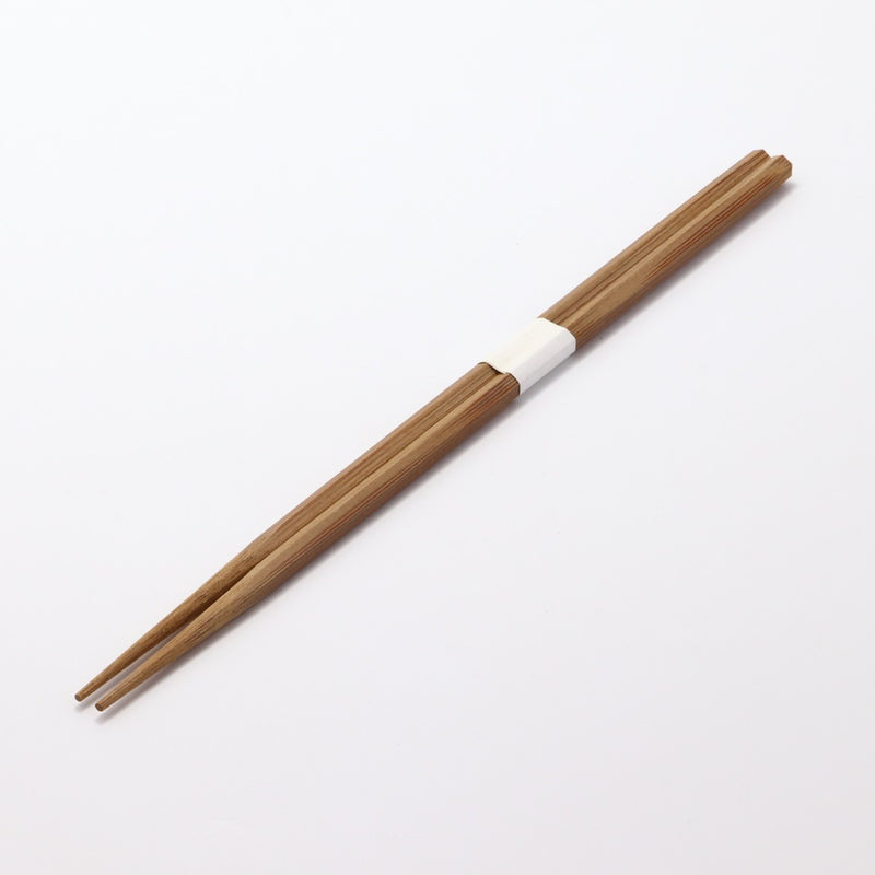 スス竹 六角箸 片口 24cm 白帯巻