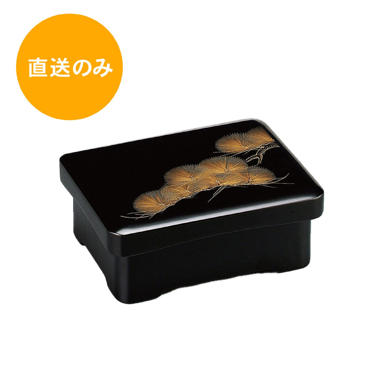 木製足付丼重黒内朱沈金老松 32016070